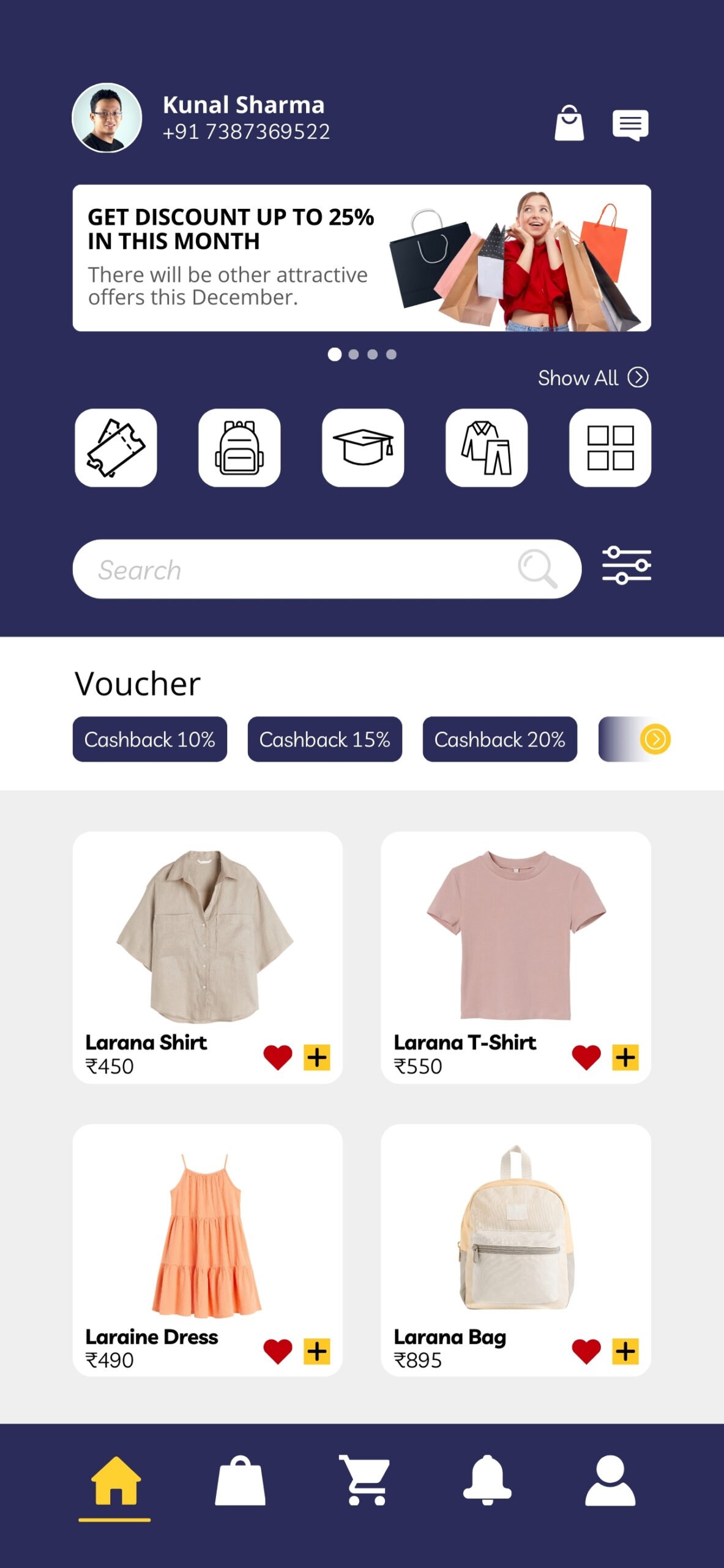Blue and White Simple Professional Mobile UI Prototype